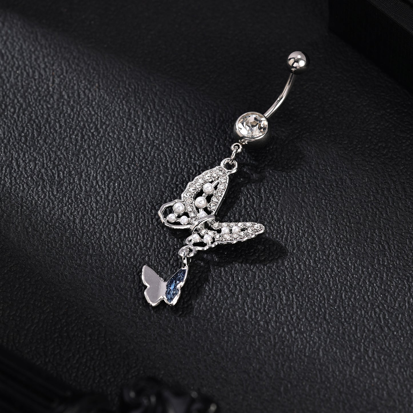 14G Butterfly Dangle Belly Navel Rings Bling Zircon Belly Button Rings