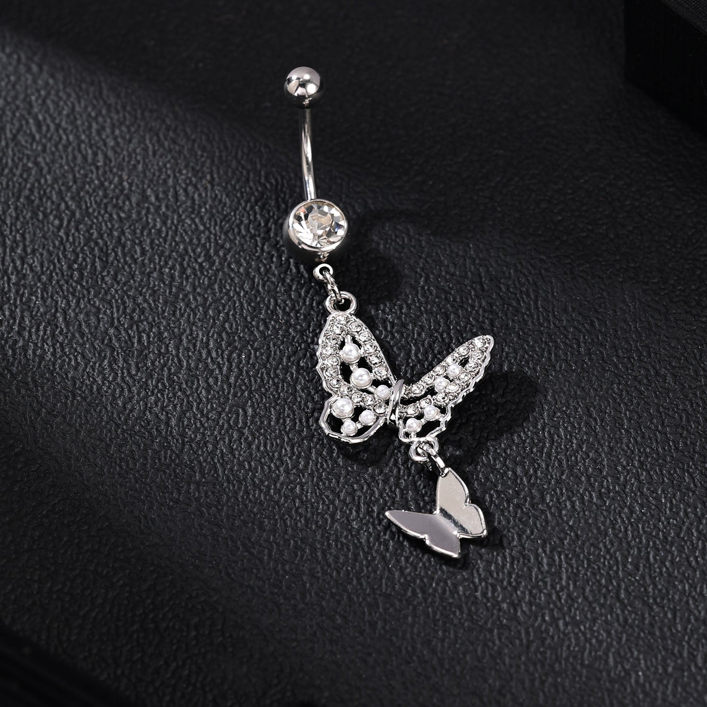 14G Butterfly Dangle Belly Navel Rings Bling Zircon Belly Button Rings