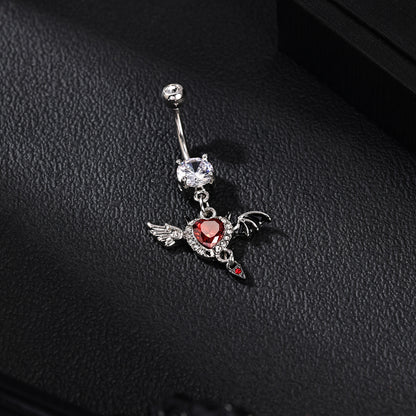 14G Devil Wings Belly Navel Rings Red Zircon Belly Button Rings