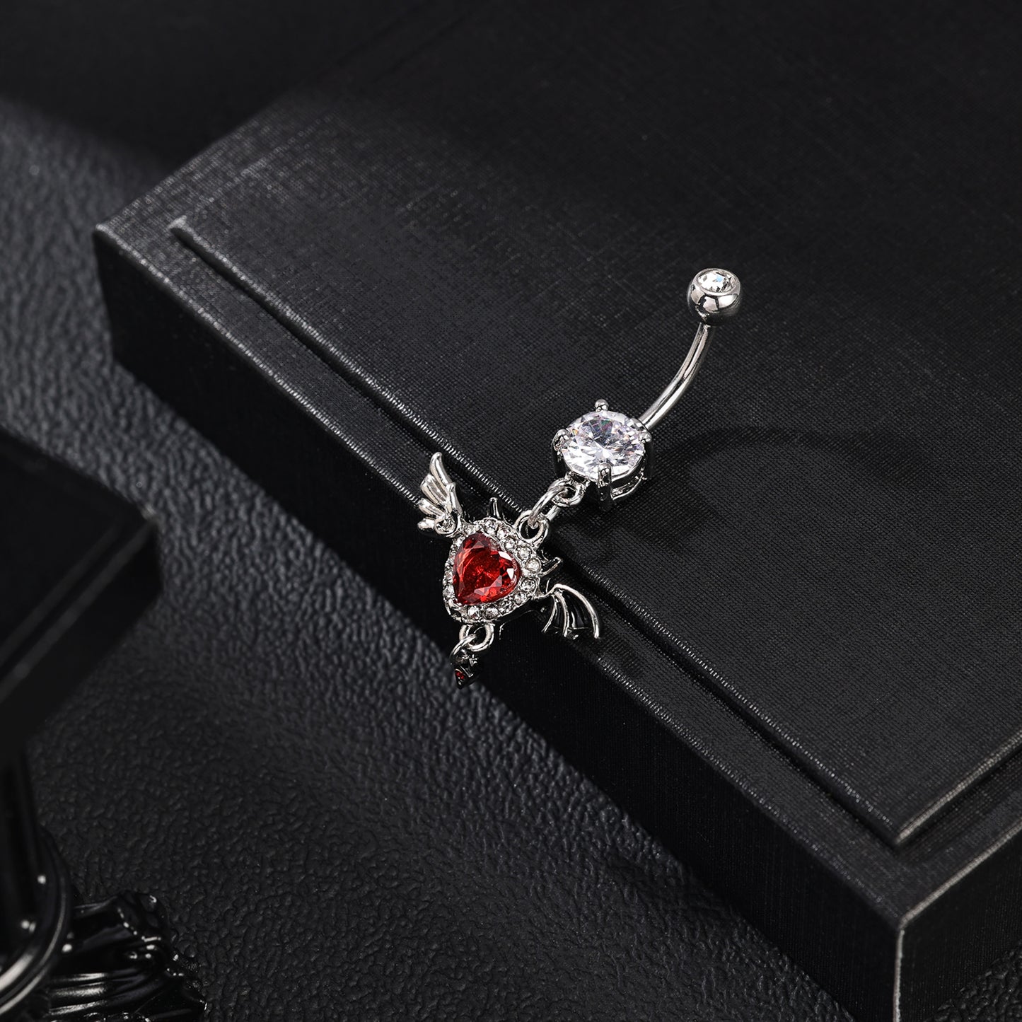 14G Devil Wings Belly Navel Rings Red Zircon Belly Button Rings