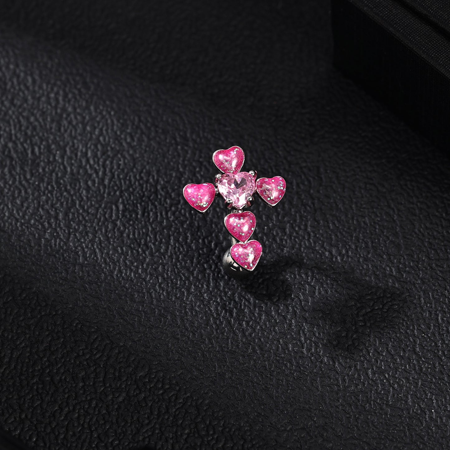 14G Heart Belly Navel Rings Pink Zircon Belly Button Rings