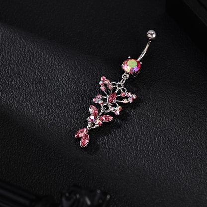 14G Zircon Dangle Belly Navel Rings Stainless Steel Belly Button Rings