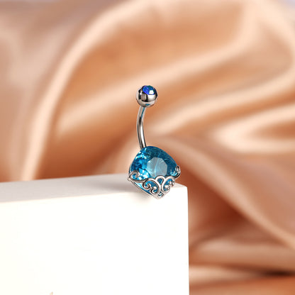 14G Aqua Blue Crystal Belly Navel Rings