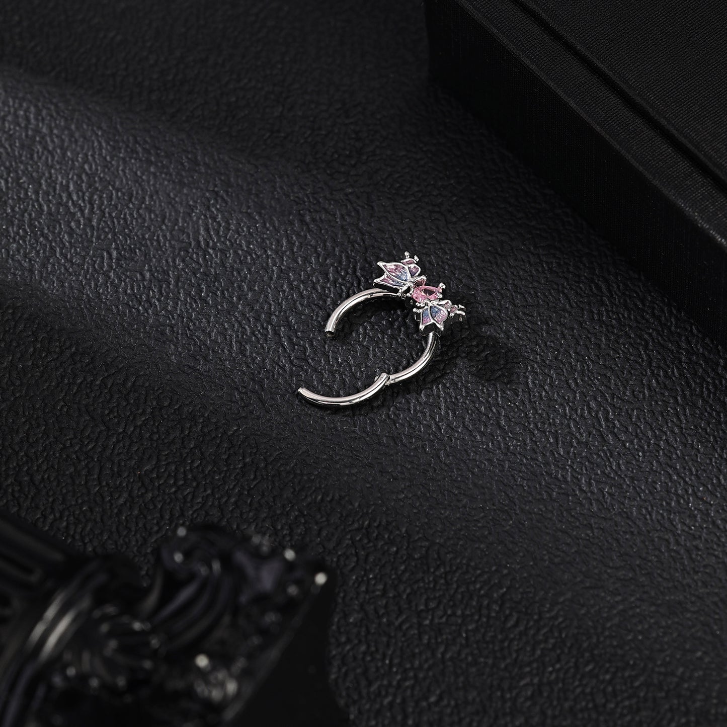 16g Butterfly Nose Ring Pink Zircon Septum Ring Piercing Jewelry