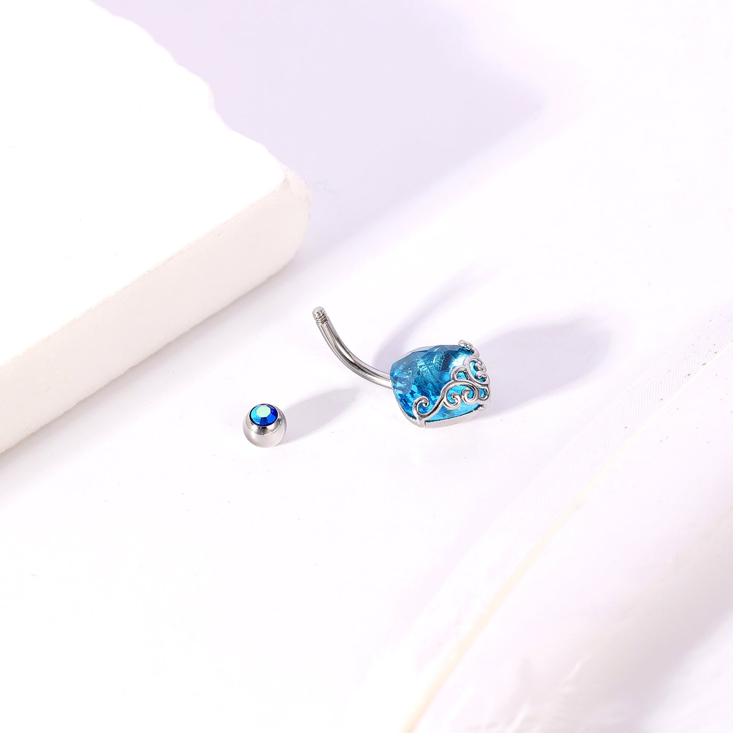 14G Aqua Blue Crystal Belly Navel Rings