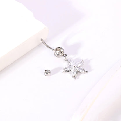 14G Bling Star Belly Navel Rings Cubic Zirconia Belly Button Rings