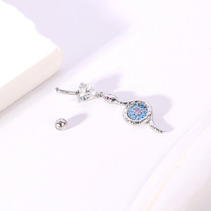 14G Snake Belly Rings Inlay AAA Cubic Zirconia Belly Navel Button Rings