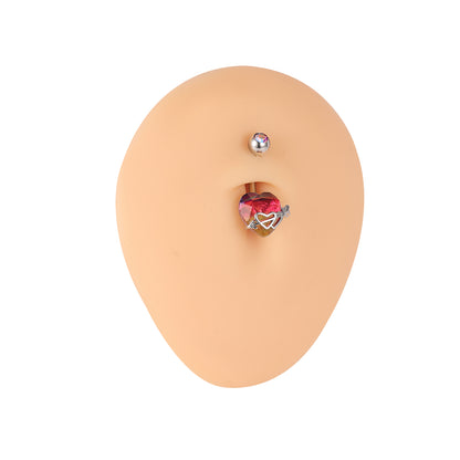 14G Heart Belly Navel Rings Red Gradient Zirconia Belly Button Rings