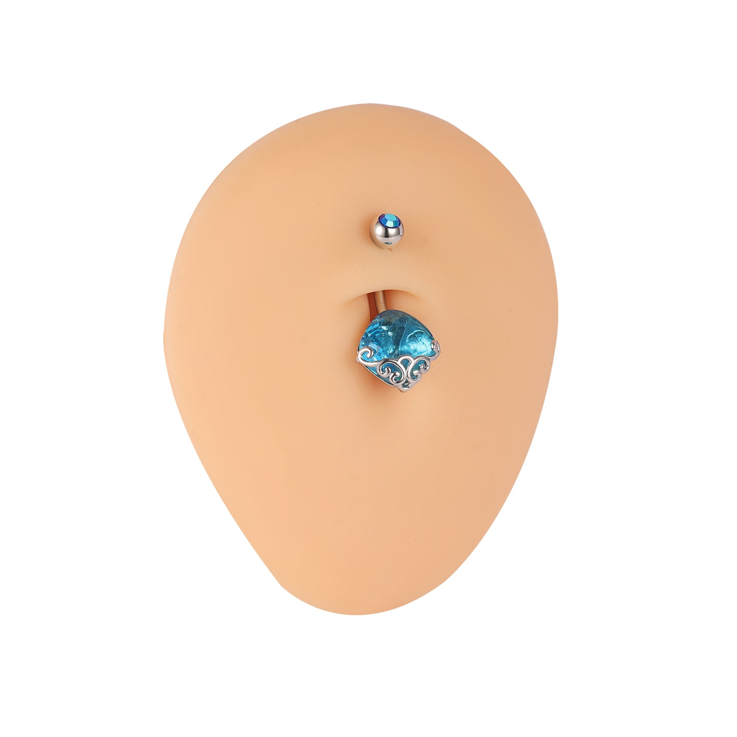 14G Aqua Blue Crystal Belly Navel Rings