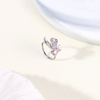 20g Rabbit Nose Ring Pink Zircon Nostril Piercing Jewelry