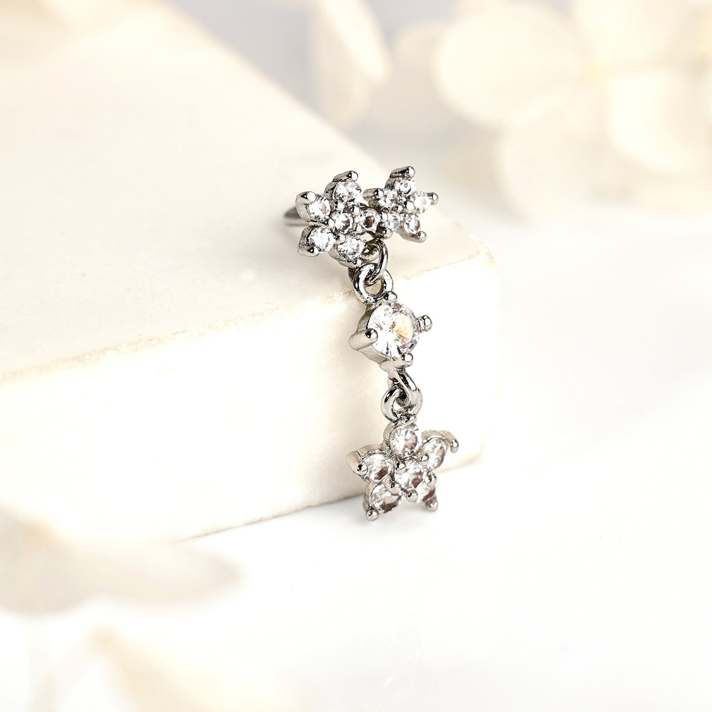 20G Star Dangle Nose Studs Piercing L Shape Nose Rings Cubic Zirocn Nostril Piercing