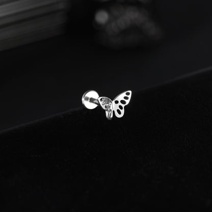 16g G23 Titanium Labret Ring Butterfly Stud Earring Threaded Conch Helix Lip Piercing