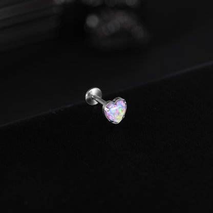 16g G23 Titanium Labret Ring Purple Opal Stud Earring Conch Helix Lip Piercing