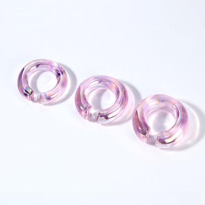 1 Pair C Shaped Ear Plugs Tunnel Pink Glass Stretching Earring Ear Gauge Expanders