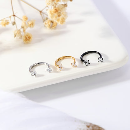 16g Horse Shoe Septum Ring Clear Zircon Nose Piercing Jewelry