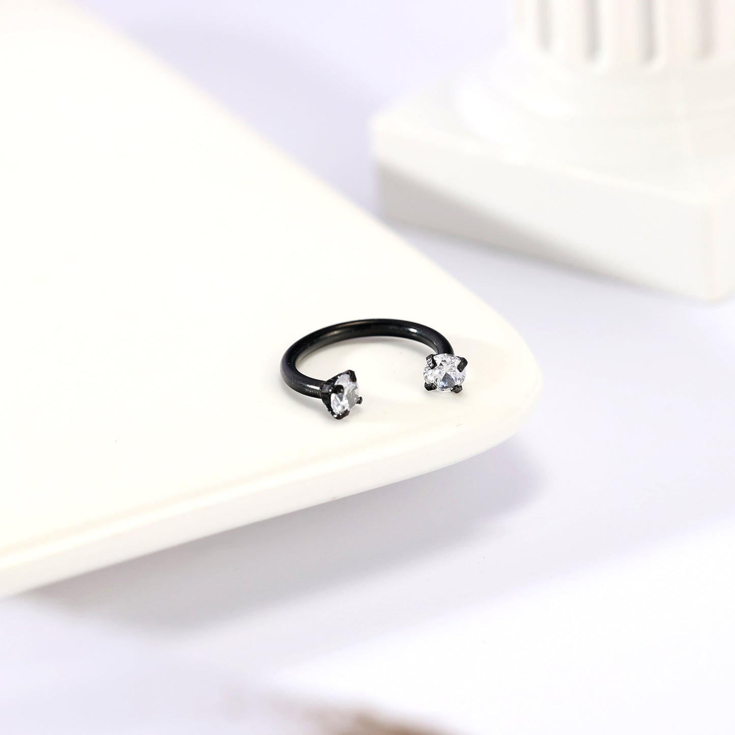 16g Horse Shoe Septum Ring Clear Zircon Nose Piercing Jewelry