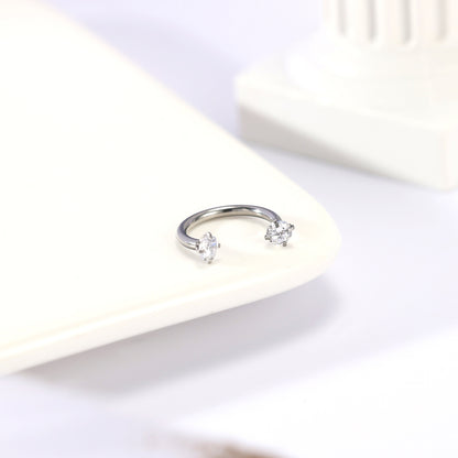 16g Horse Shoe Septum Ring Clear Zircon Nose Piercing Jewelry