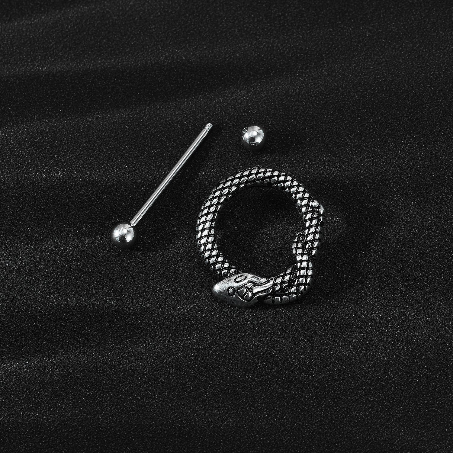 2Pcs 14G Snake Nipple Rings Punk Nipple Piercing Barbell Jewelry
