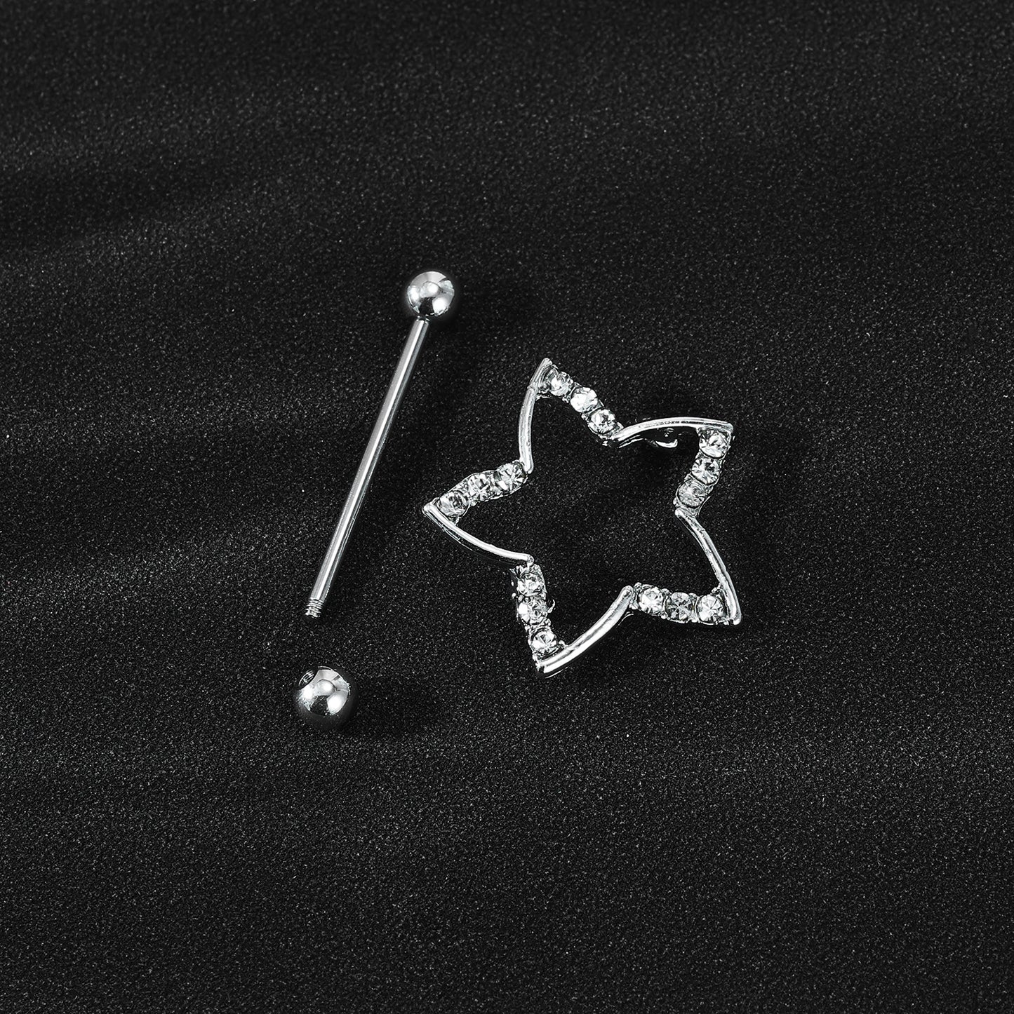 2Pcs 14G Star Nipple Rings Bling Crystal Nipple Piercing Barbell Jewelry