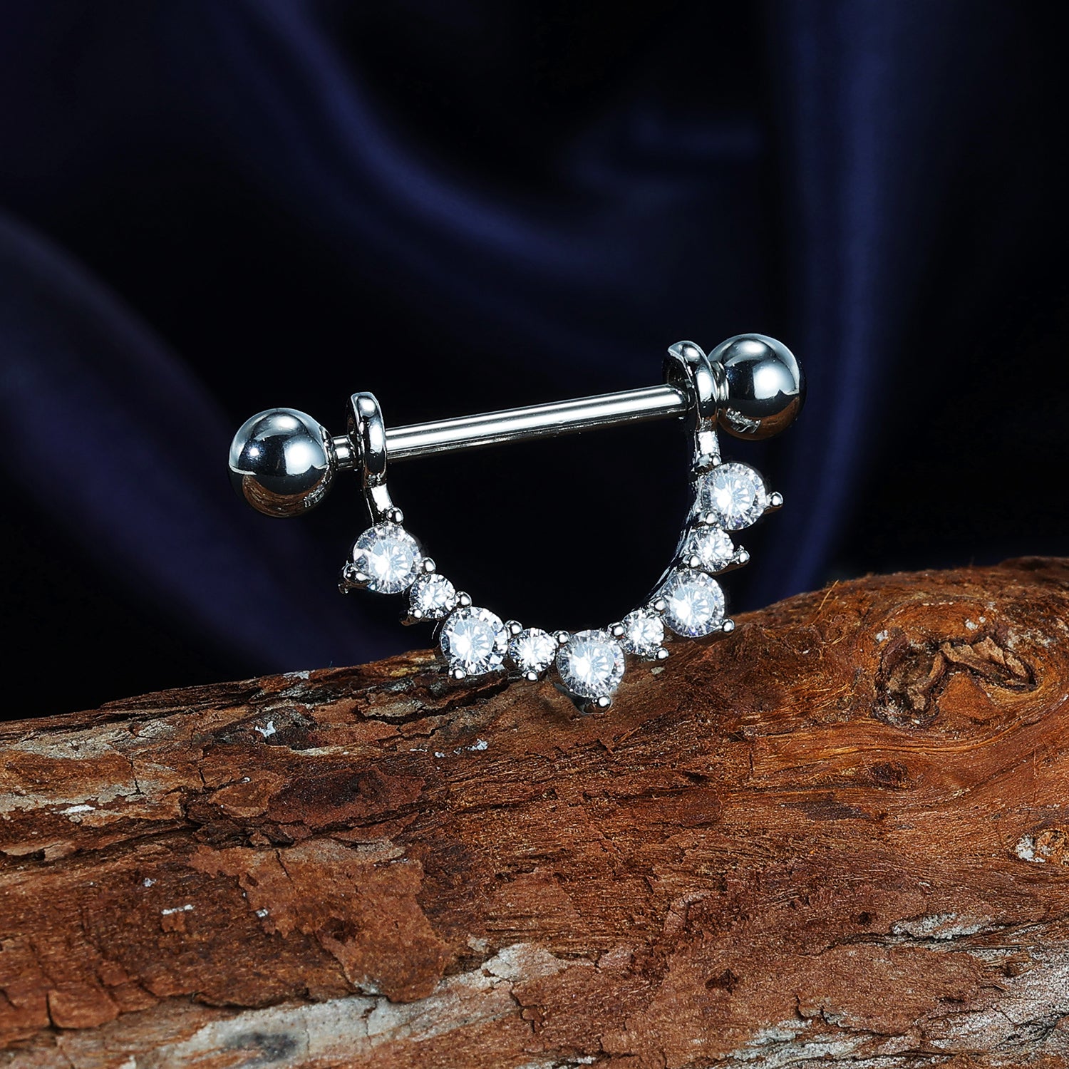 2Pcs 14G Stainless Steel Nipple Rings Bling Zircon Nipple Piercing Barbell Jewelry
