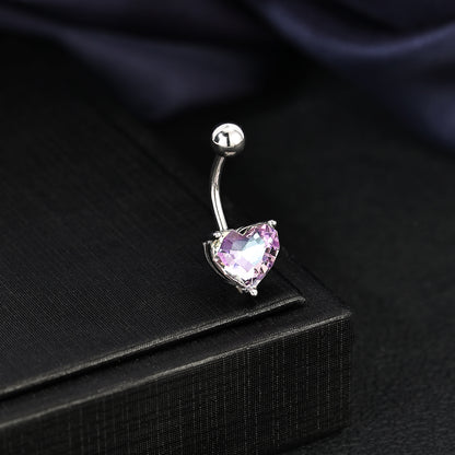 14G Heart Belly Navel Rings Pink Zircon Belly Button Rings