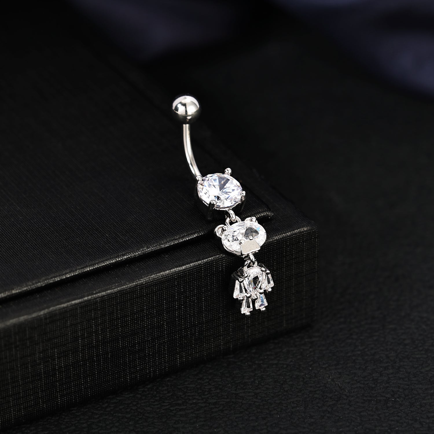 14G Bear Dangle Belly Navel Rings Bling Zircon Belly Button Rings