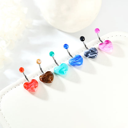 14G Heart Belly Navel Rings Acrylic Belly Button Rings Barbell Piercing