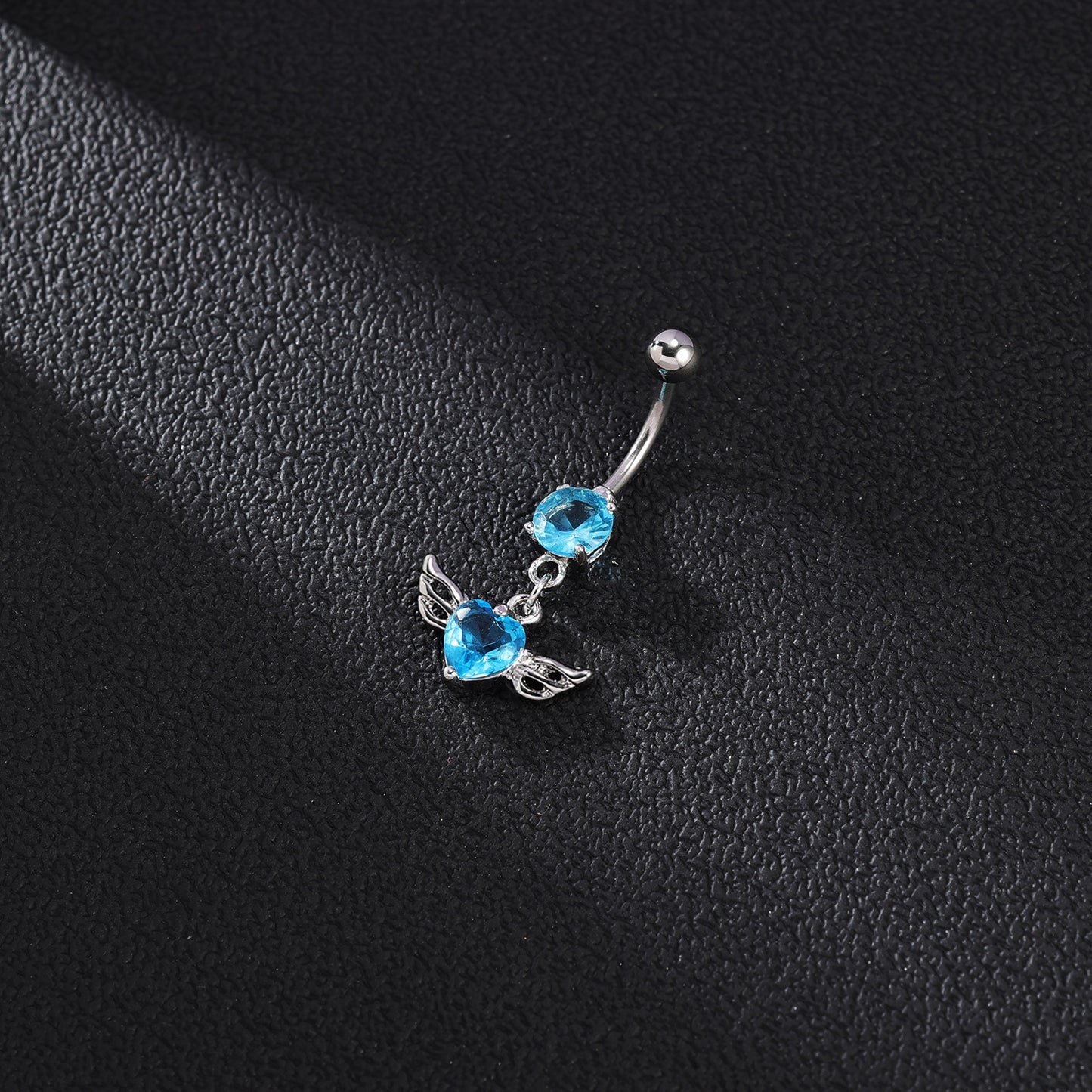 14G Double Wing Dangle Belly Navel Rings Blue Zirconia Belly Button Rings