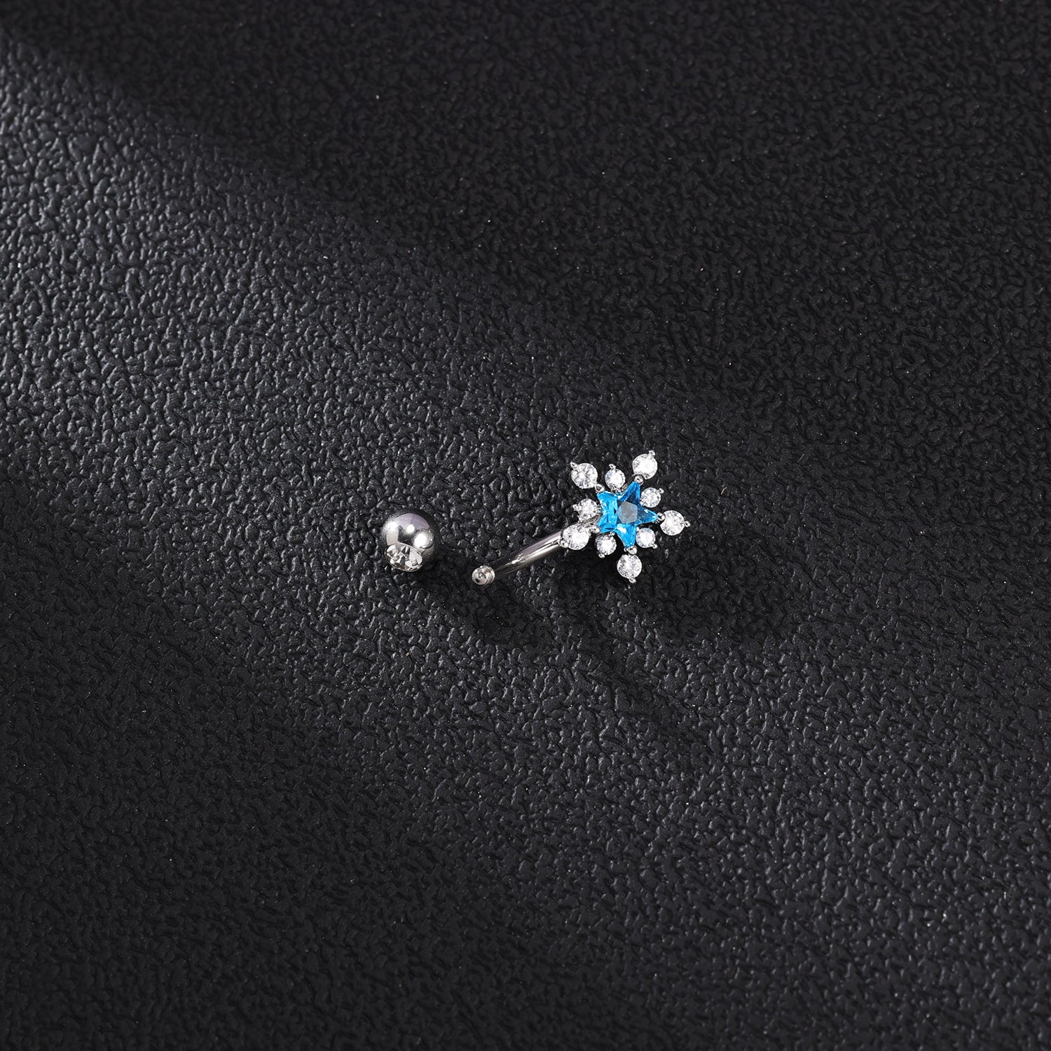14G Snowflake Belly Navel Rings CZ Crystal Belly Button Rings