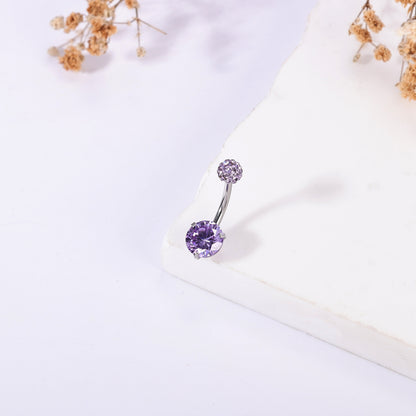 14G Stainless Steel Belly Navel Rings Purple Zircon Belly Button Rings