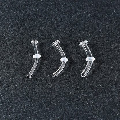 1 PC Nose Studs Piercing L Shape Nose Rings Clear Glass Nostril Piercing