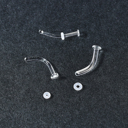 1 PC Nose Studs Piercing L Shape Nose Rings Clear Glass Nostril Piercing