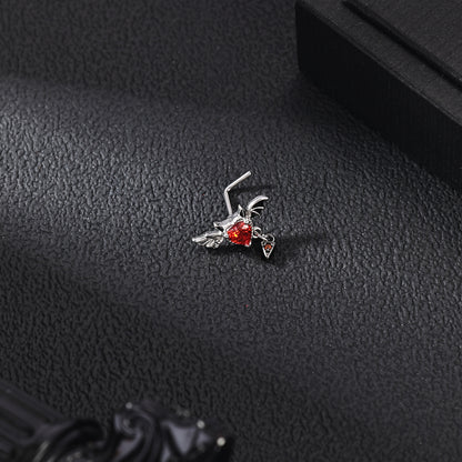 20G Devil Wings Nose Studs Piercing L Shape Nose Rings Red Zirconia Nostril Piercing