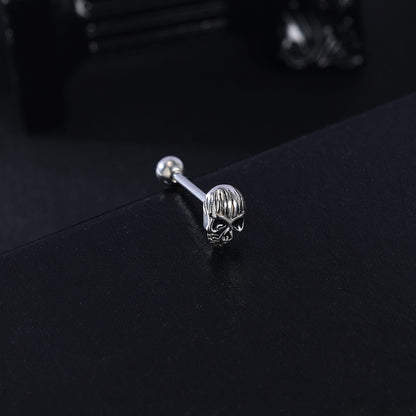 14g Skull Tongue Ring Threaded Tongue Piercing Barbell Jewelry