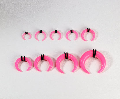 14g-00g Pink Horns Nose Septum Ring or Ear Plug Gauge