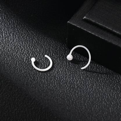 20g White Ceramic Nose Ring C-Shaped Nostril Piercing Jewelry