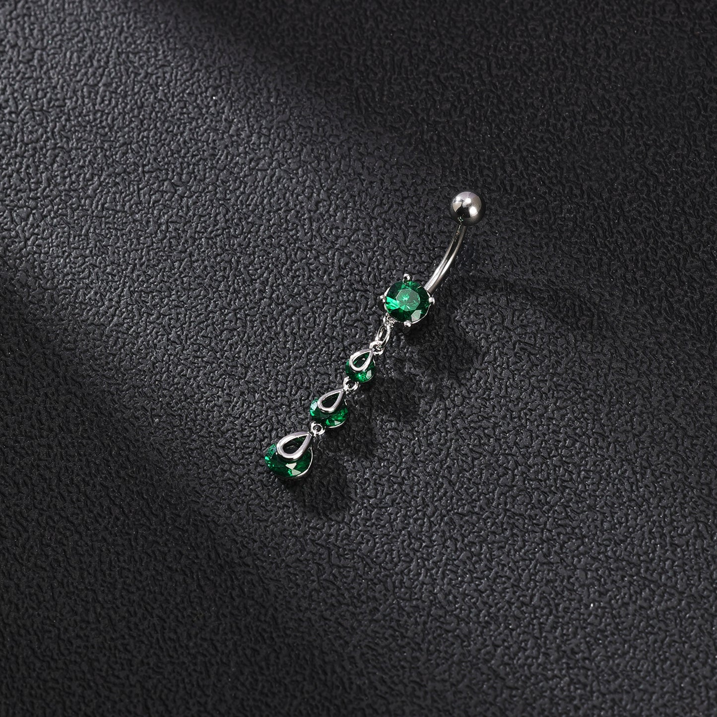 14G Stainless Steel Belly Navel Rings Green Zircon Belly Button Rings