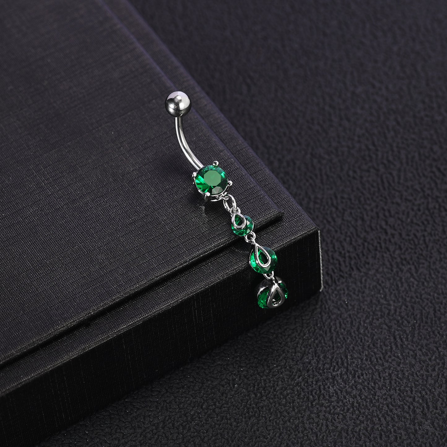 14G Stainless Steel Belly Navel Rings Green Zircon Belly Button Rings