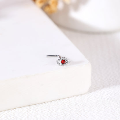 20G Eye Nose Studs Piercing L Shape Nose Rings Red Zirconia Nostril Piercing