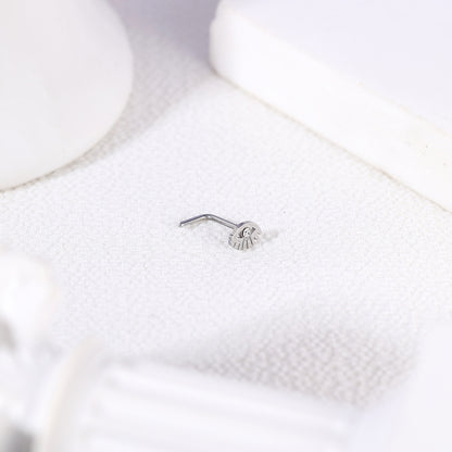 20G Eye Nose Studs Piercing L Shape Nose Rings White Zirconia Nostril Piercing