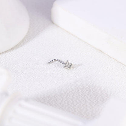 20G Butterfly Nose Studs Piercing L Shape Nose Rings Zirconia Nostril Piercing