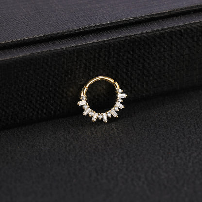 16g S925 Sterling Silver Nose Septum Ring Bling Crystal Cartilage Earring