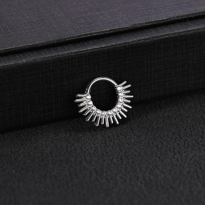 16g G23 TItanium Nose Ring Clear Zircon Septum Ring Piercing Jewelry