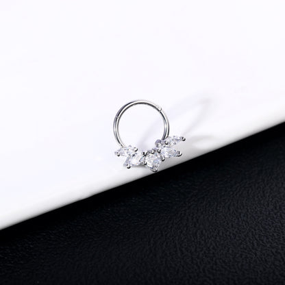 16g Hinged Nose Ring Clear Zircon Septum Ring Piercing Jewelry