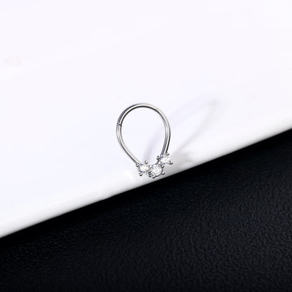 16g Hinged Nose Ring Bling Zircon Septum Ring Piercing Jewelry