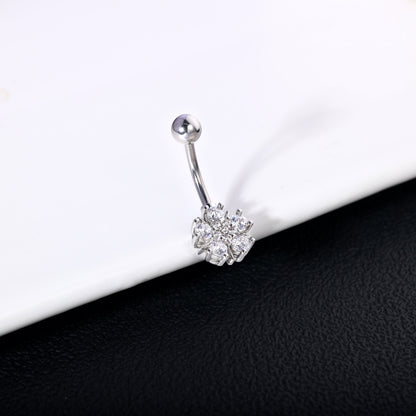 14G Flower Belly Navel Rings Cubic Zirconia Belly Button Rings