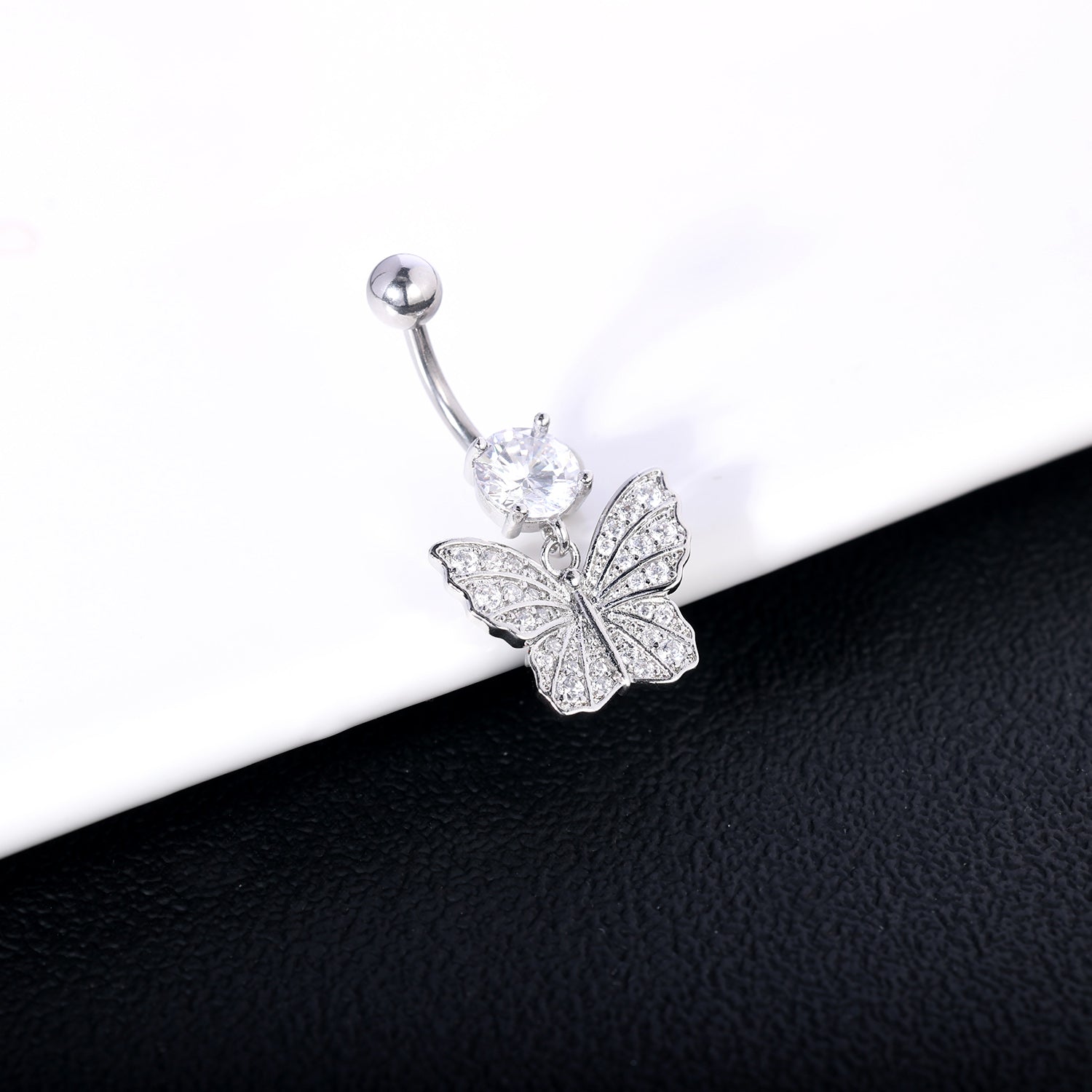 14G Butterfly Dangle Belly Navel Rings Zirconia Belly Button Rings