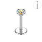 18g/20g Bling Zircon Nose Stud Push-in Nose Ring Threadless Nostril Piercing