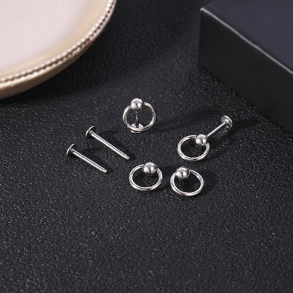 16g Thread Labret Ring Flat Back Stud Earring Conch Helix Lip Piercing