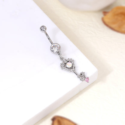 14G Key Dangle Belly Navel Rings Bling Crystal Belly Button Rings